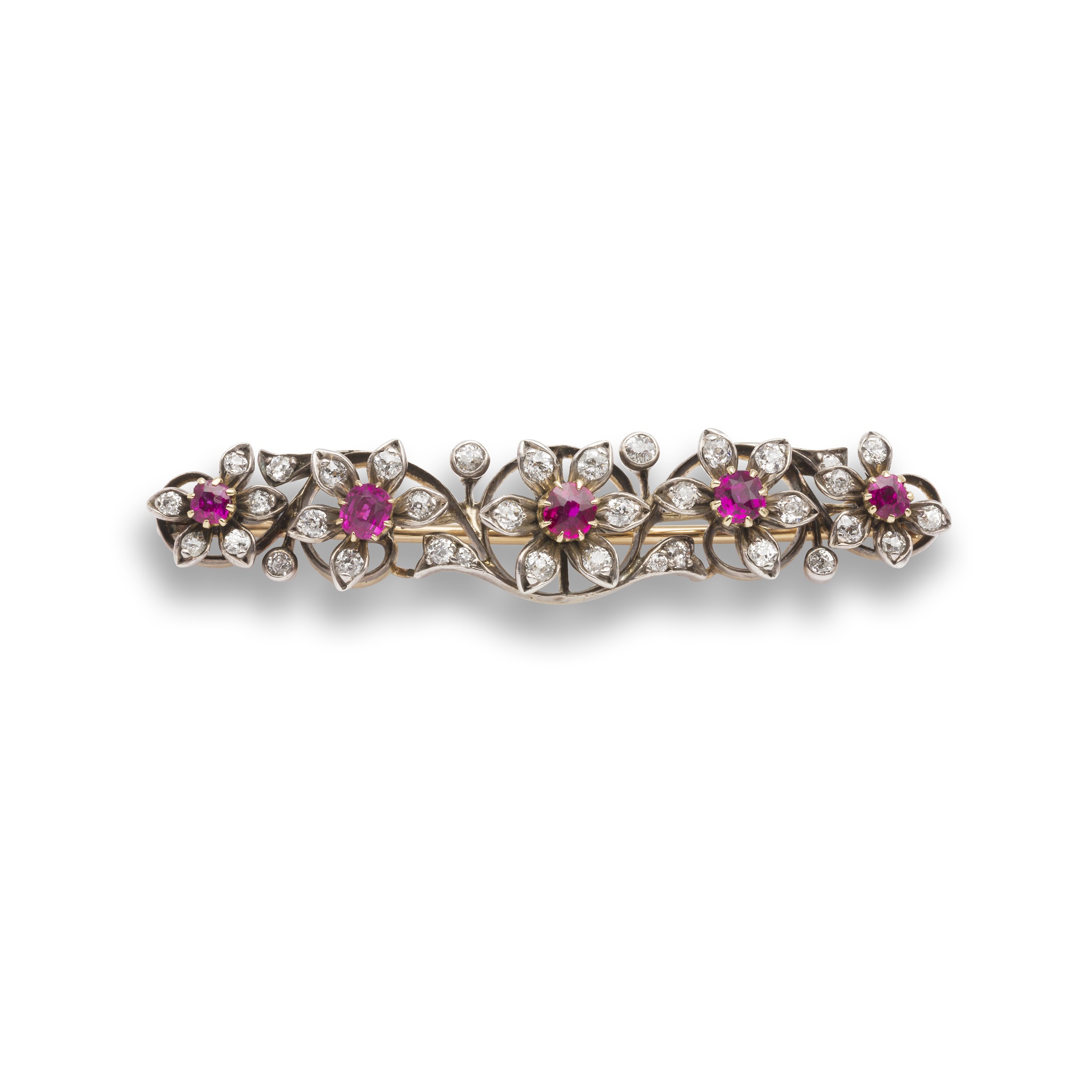 A ruby and diamond brooch