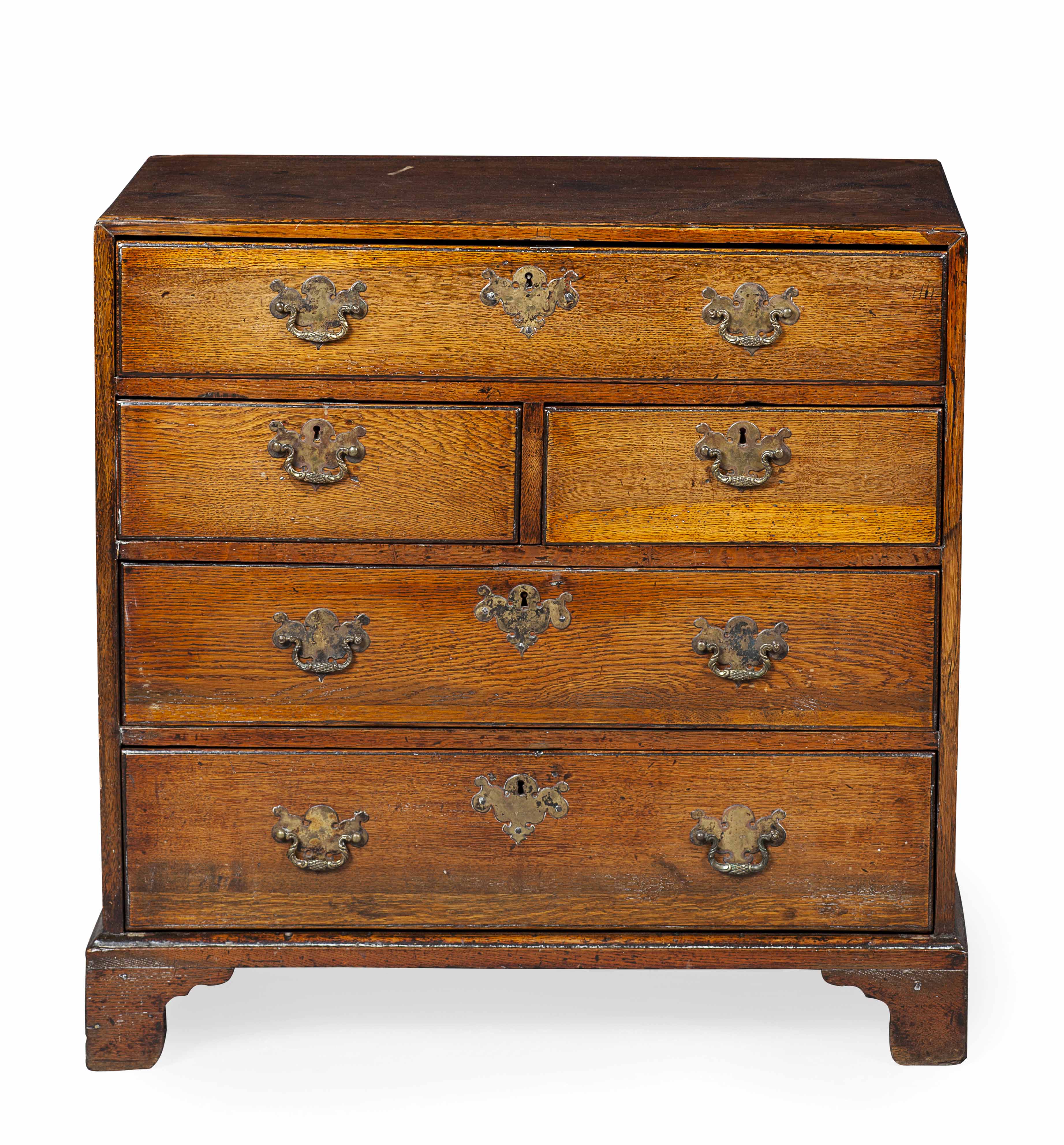 LATE GEORGE III OAK CHEST OF DRAWERS