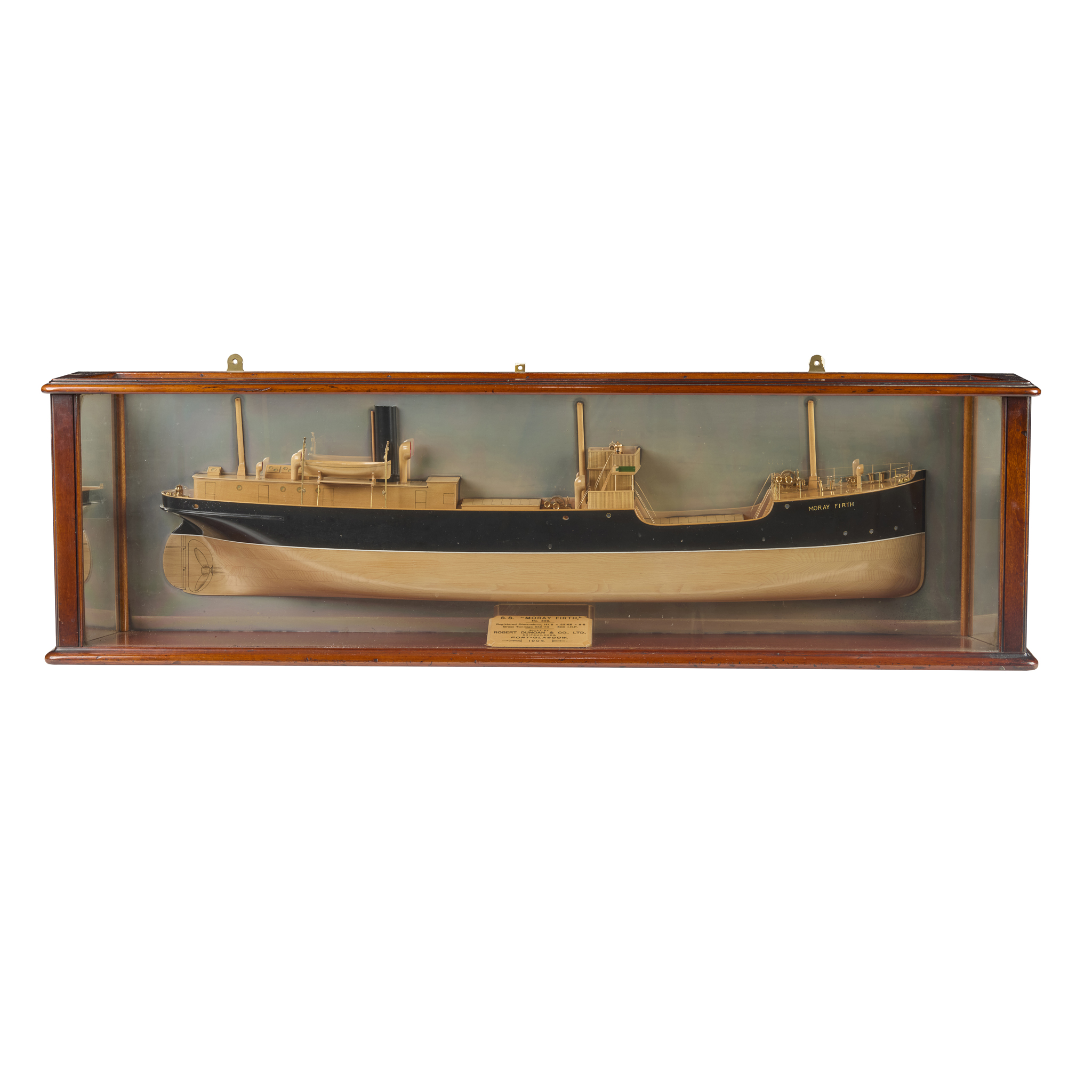 EDWARDIAN SCOTTISH HALF-BLOCK MIRROR BACKED BUILDER'S MODEL OF THE 'SS MORAY FIRTH'