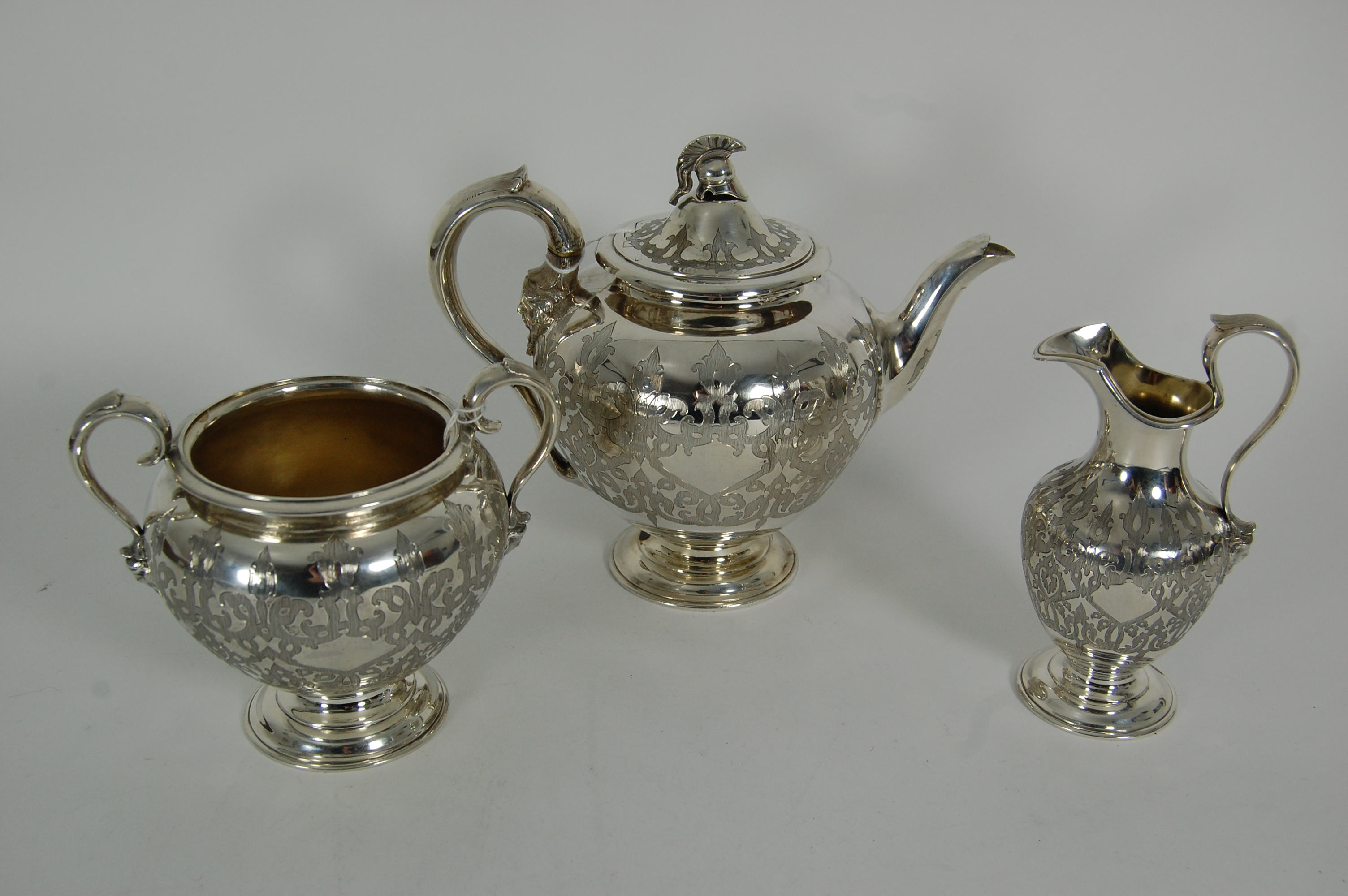 A Victorian three piece tea set