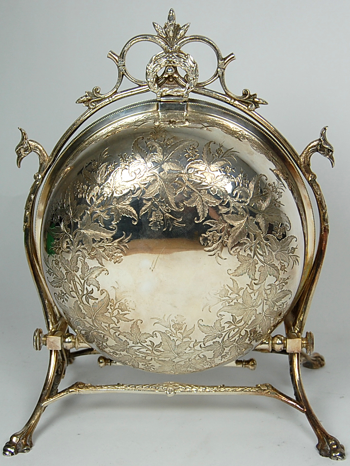 A Victorian silver plated biscuit box