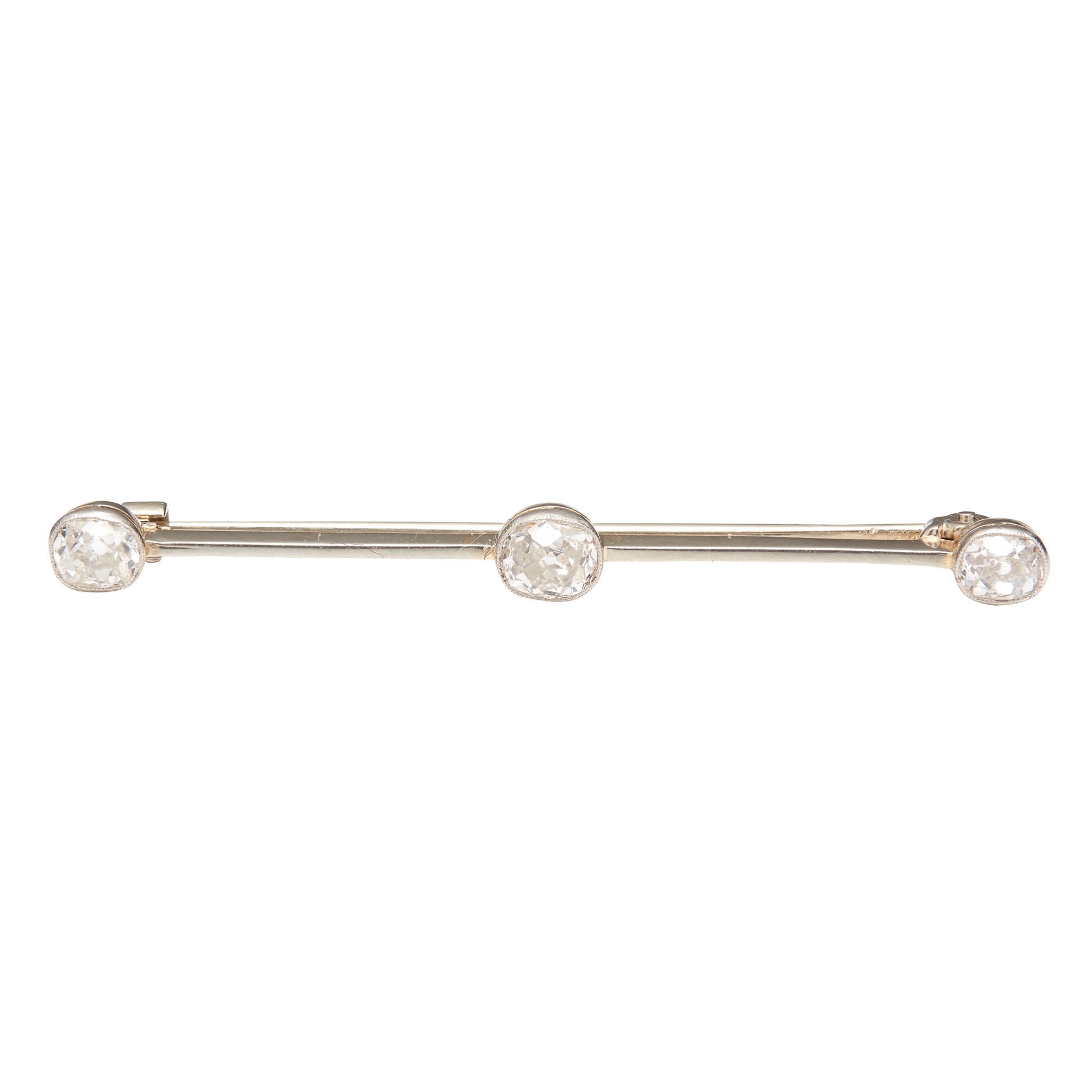 A cushion-cut diamond bar brooch