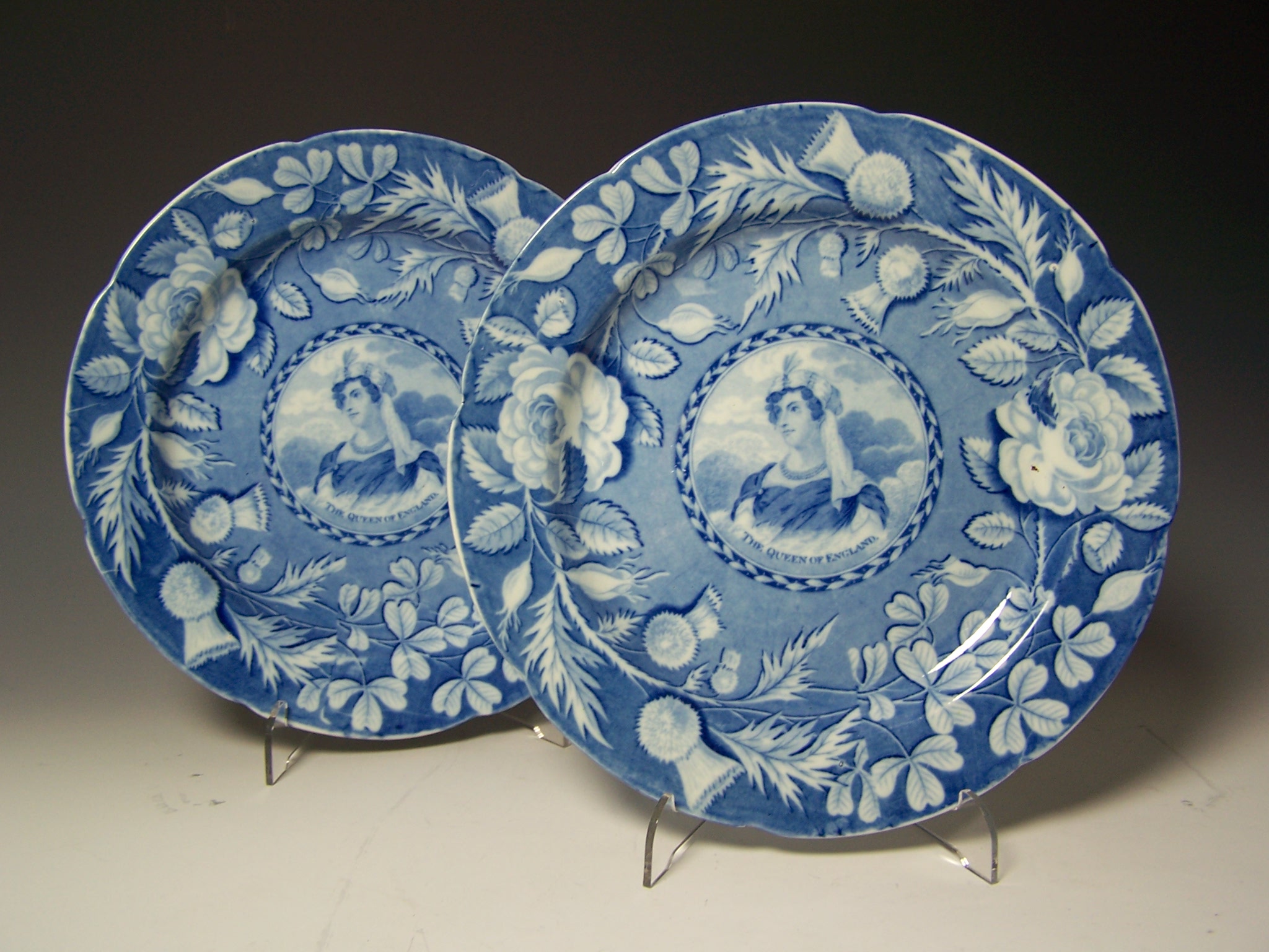 A pair of Scottish pottery blue printed plates, circa 1830 Attributed to Caledonia Pottery, Glasgow