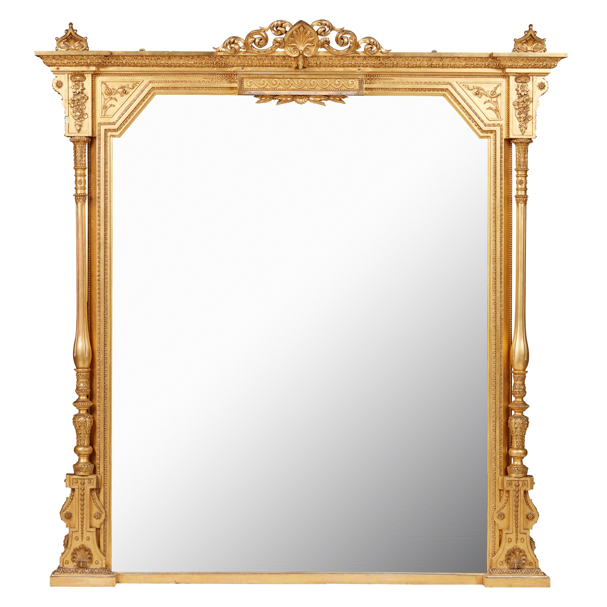 VICTORIAN GILTWOOD AND GESSO OVERMANTEL MIRROR