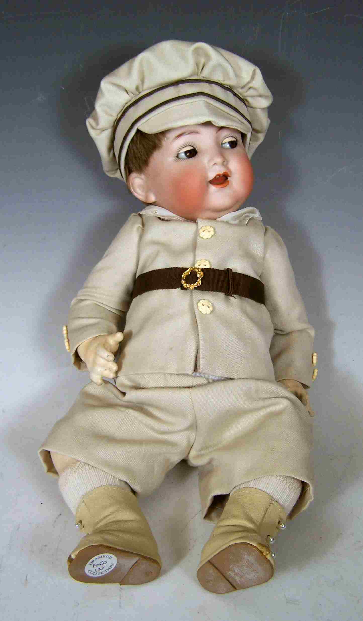 A German bisque headed flirty eyed boy doll,