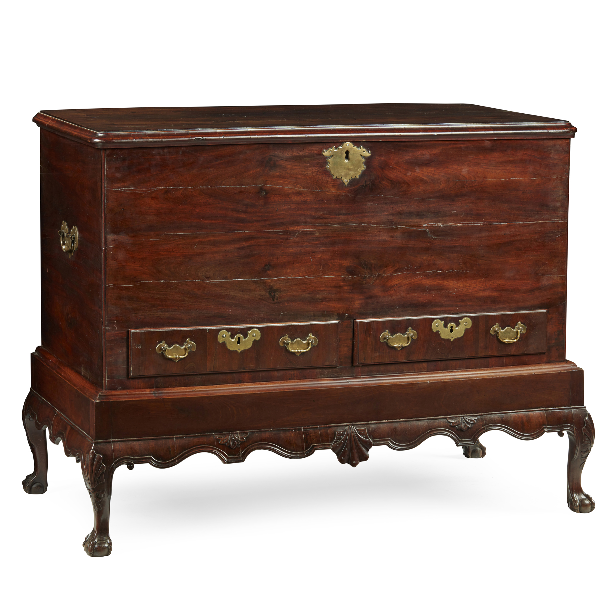 IRISH GEORGE III MAHOGANY SILVER CHEST-ON-STAND