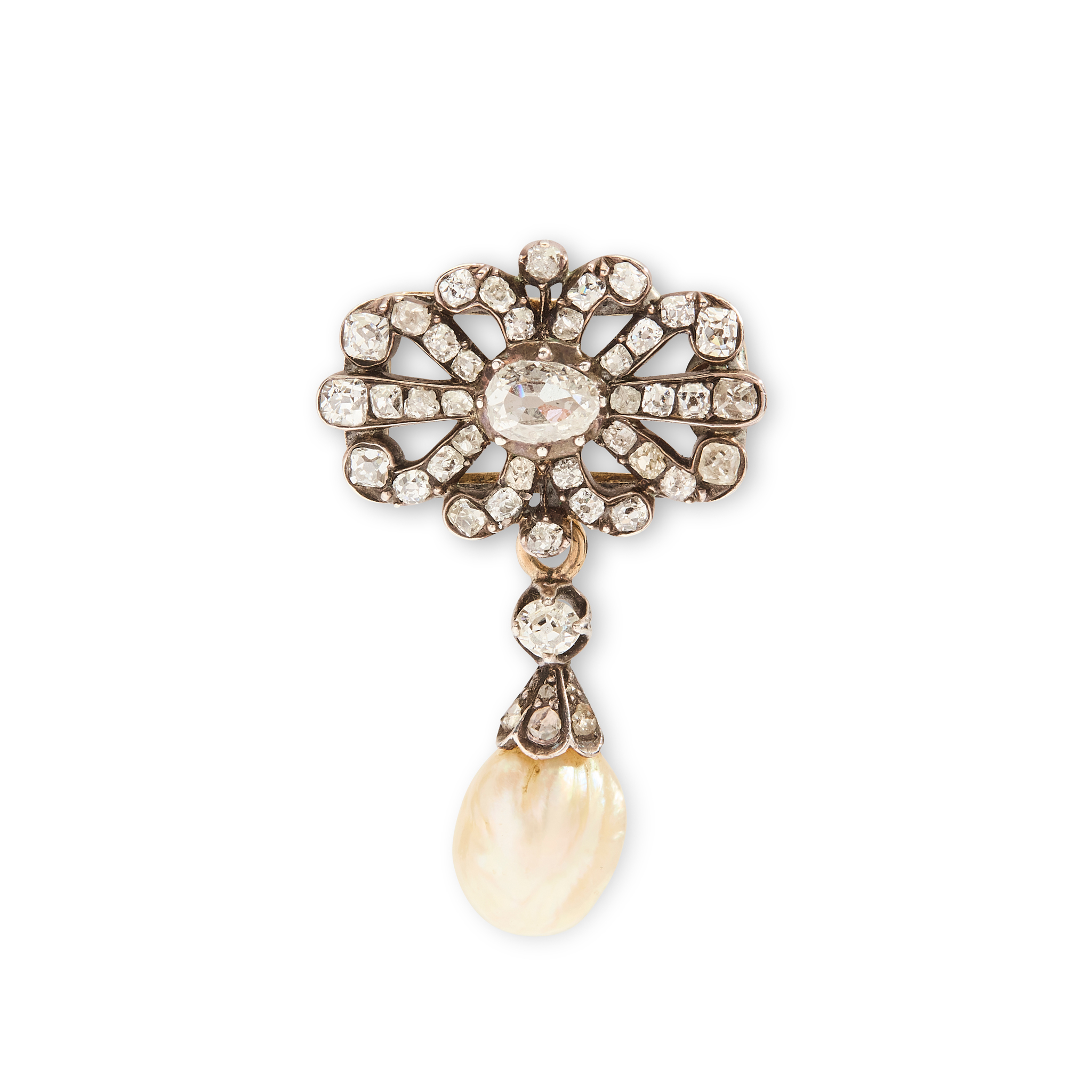 An early 19th century pearl and diamond brooch