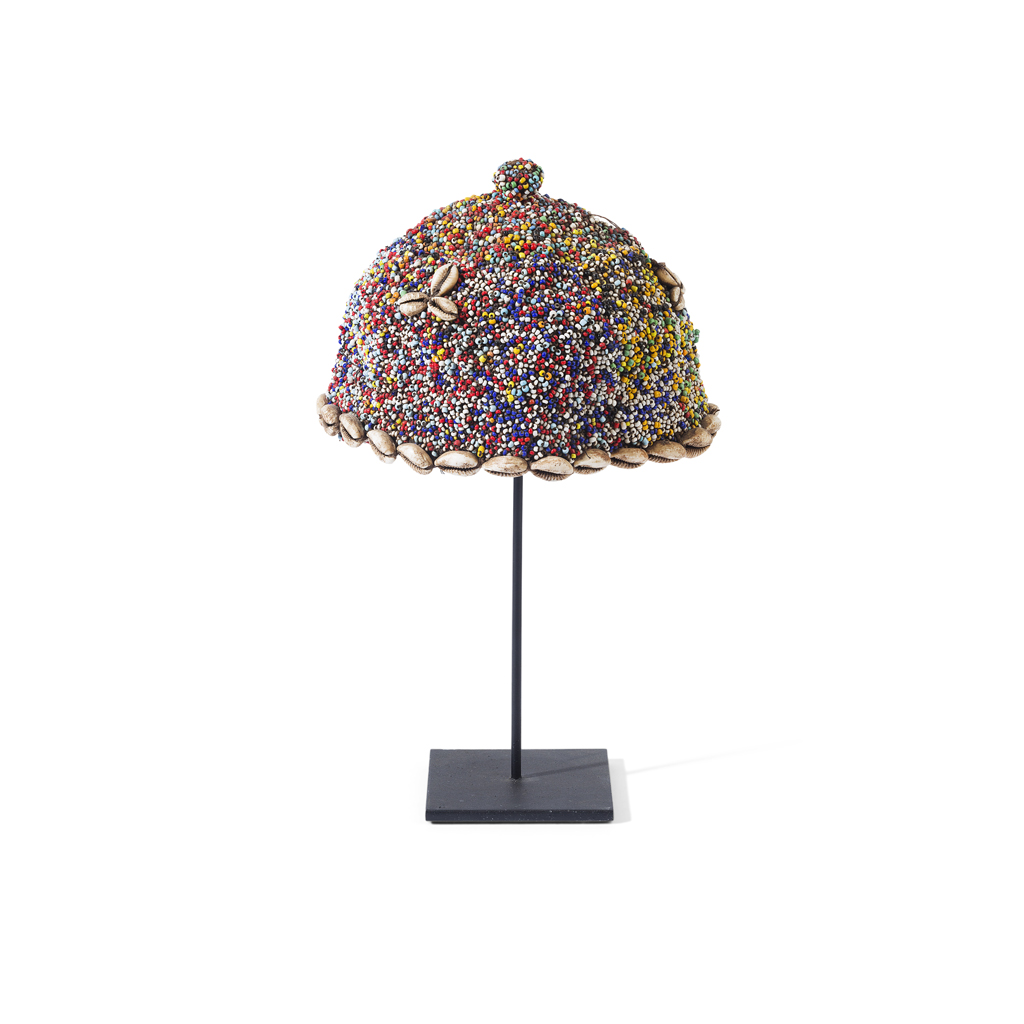BAMILEKE POLYCHROME BEADED CAP