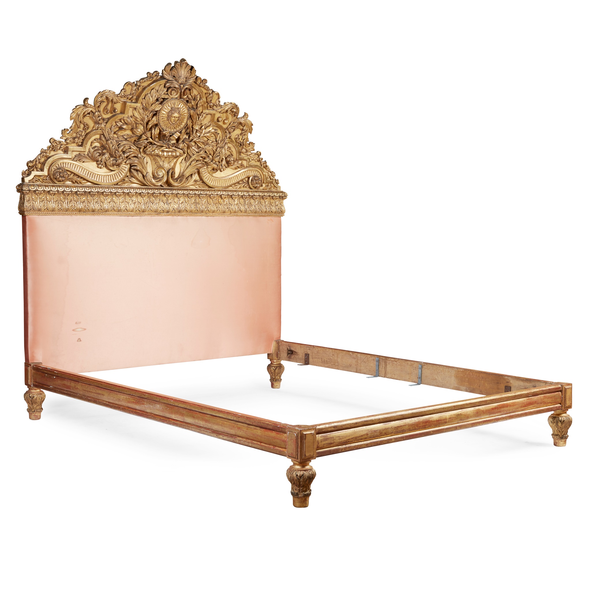 CONTINENTAL 'APOLLO' CARVED GILTWOOD BED