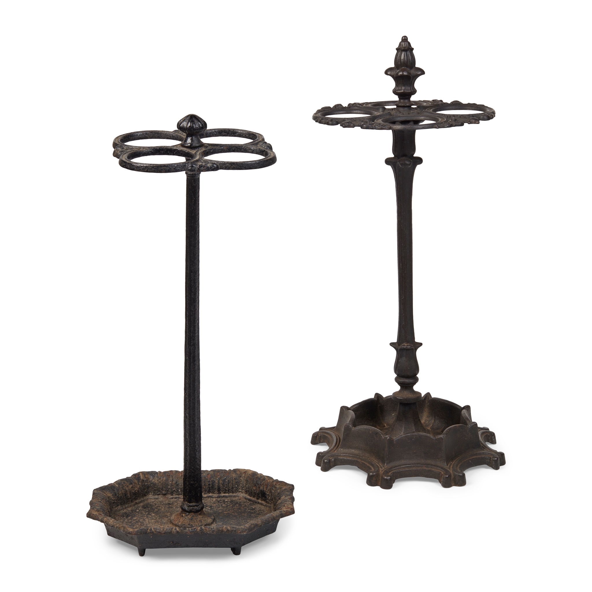 TWO CAST IRON STICK STANDS