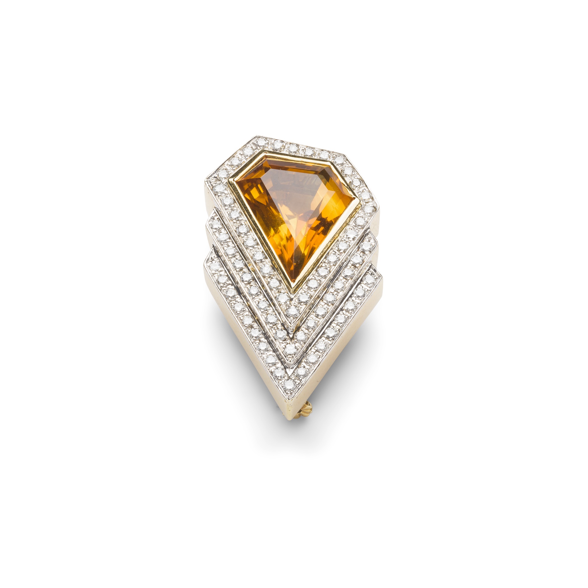 A citrine and diamond brooch