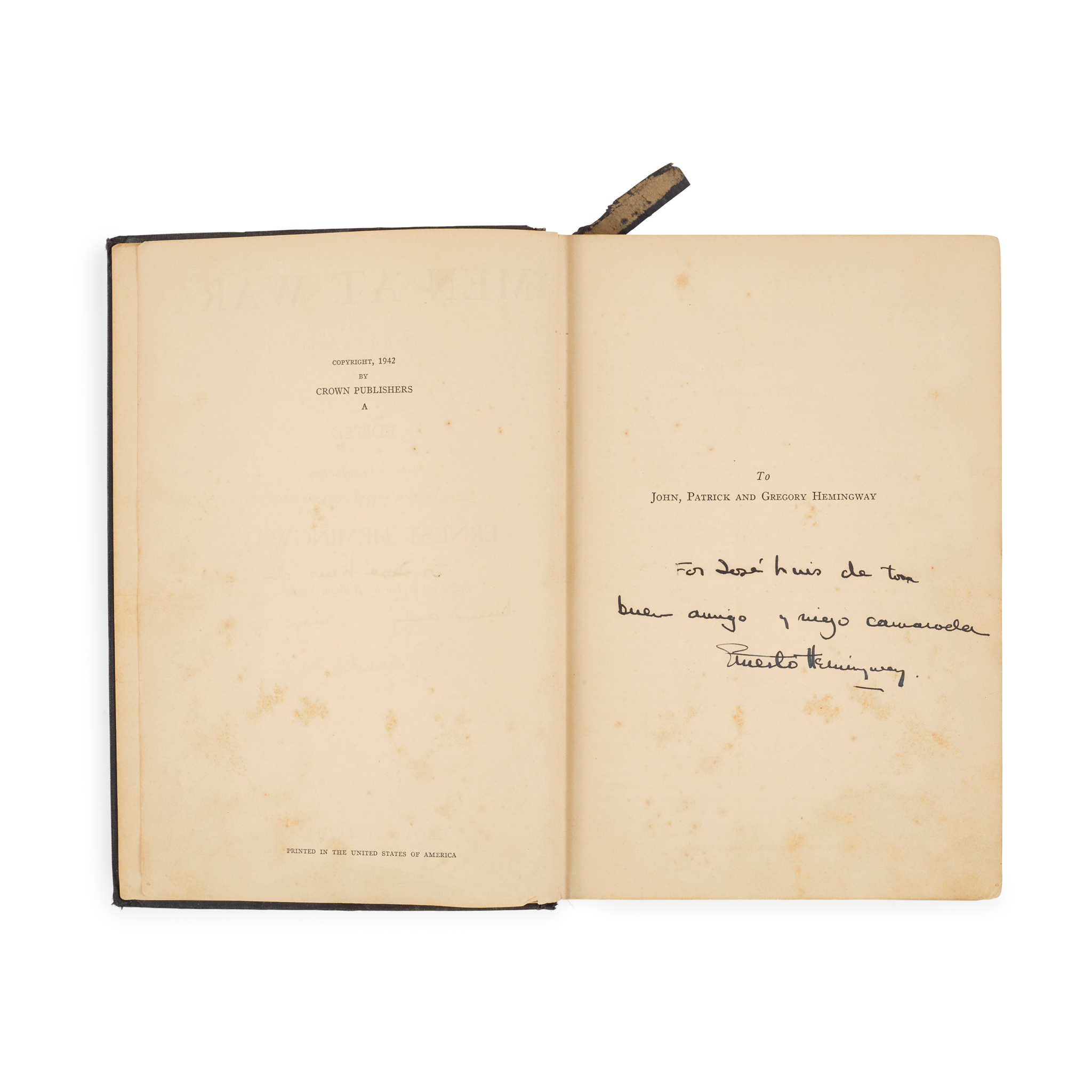 Hemingway, Ernest (1899-1961) - inscribed