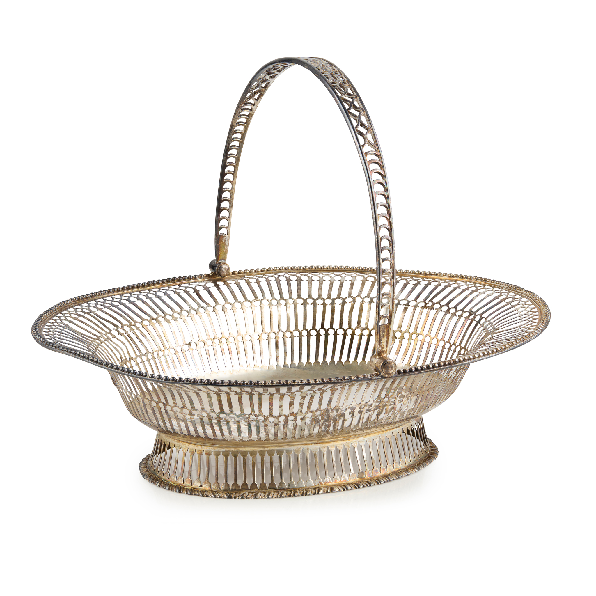 A GEORGE III SWING HANDLED BASKET