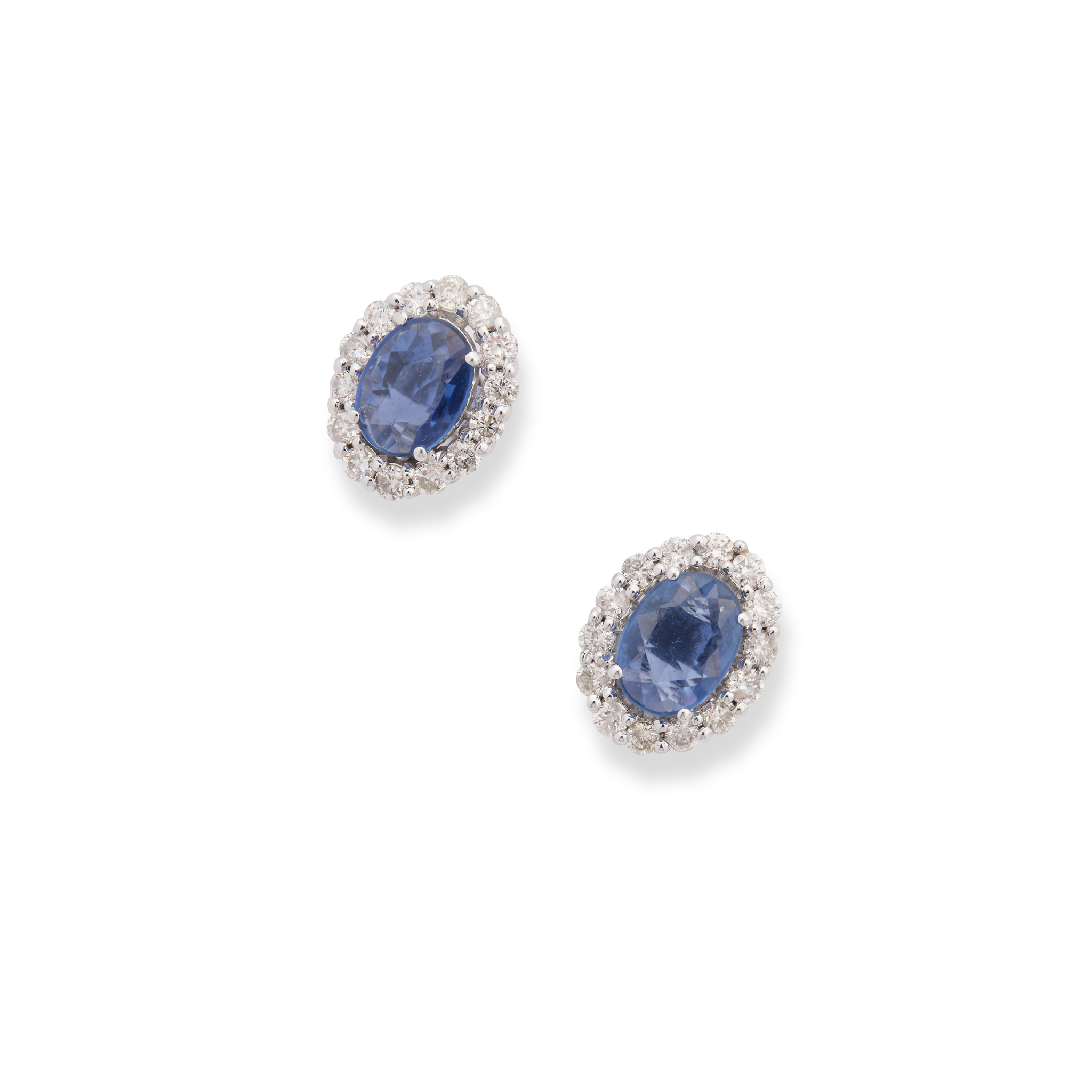 A pair of sapphire and diamond cluster earrings