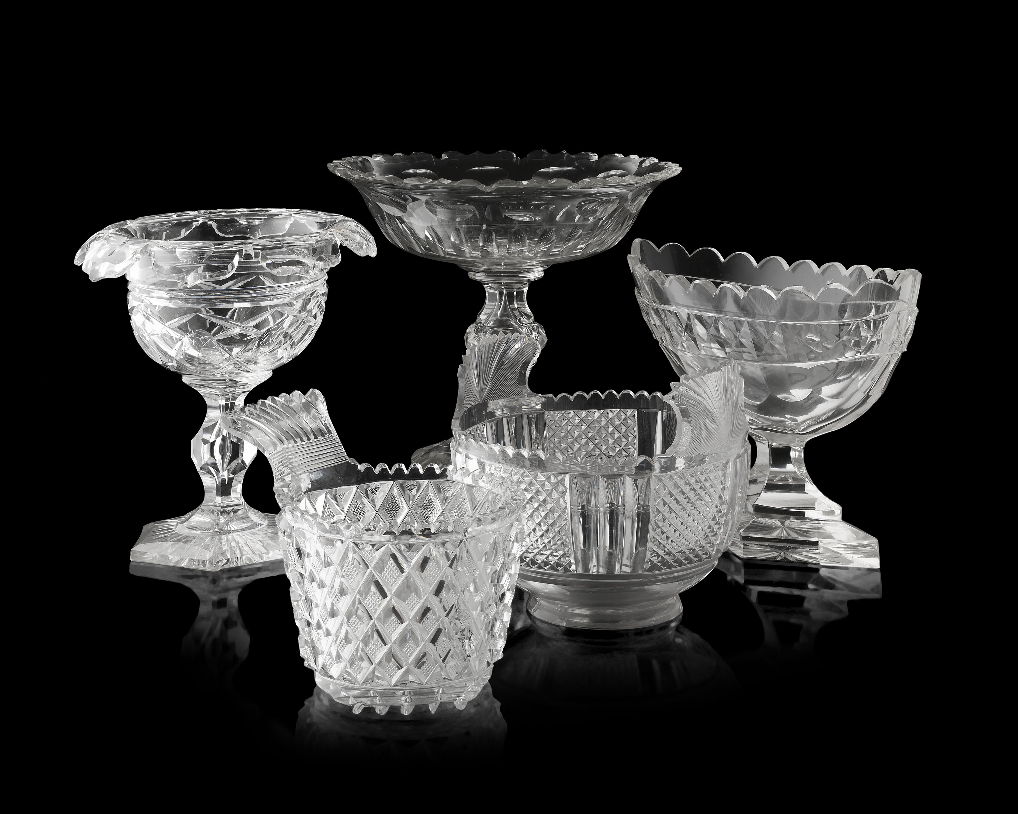 GROUP OF ENGLISH AND IRISH GLASS BOWLS