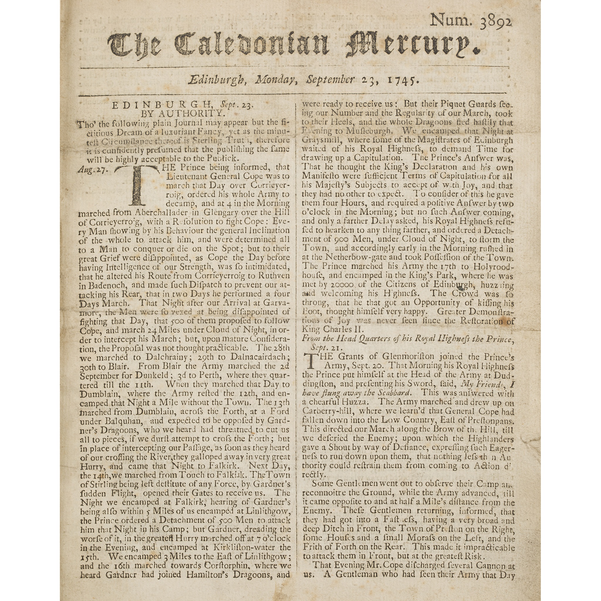 CALEDONIAN MERCURY - NEWSPAPER