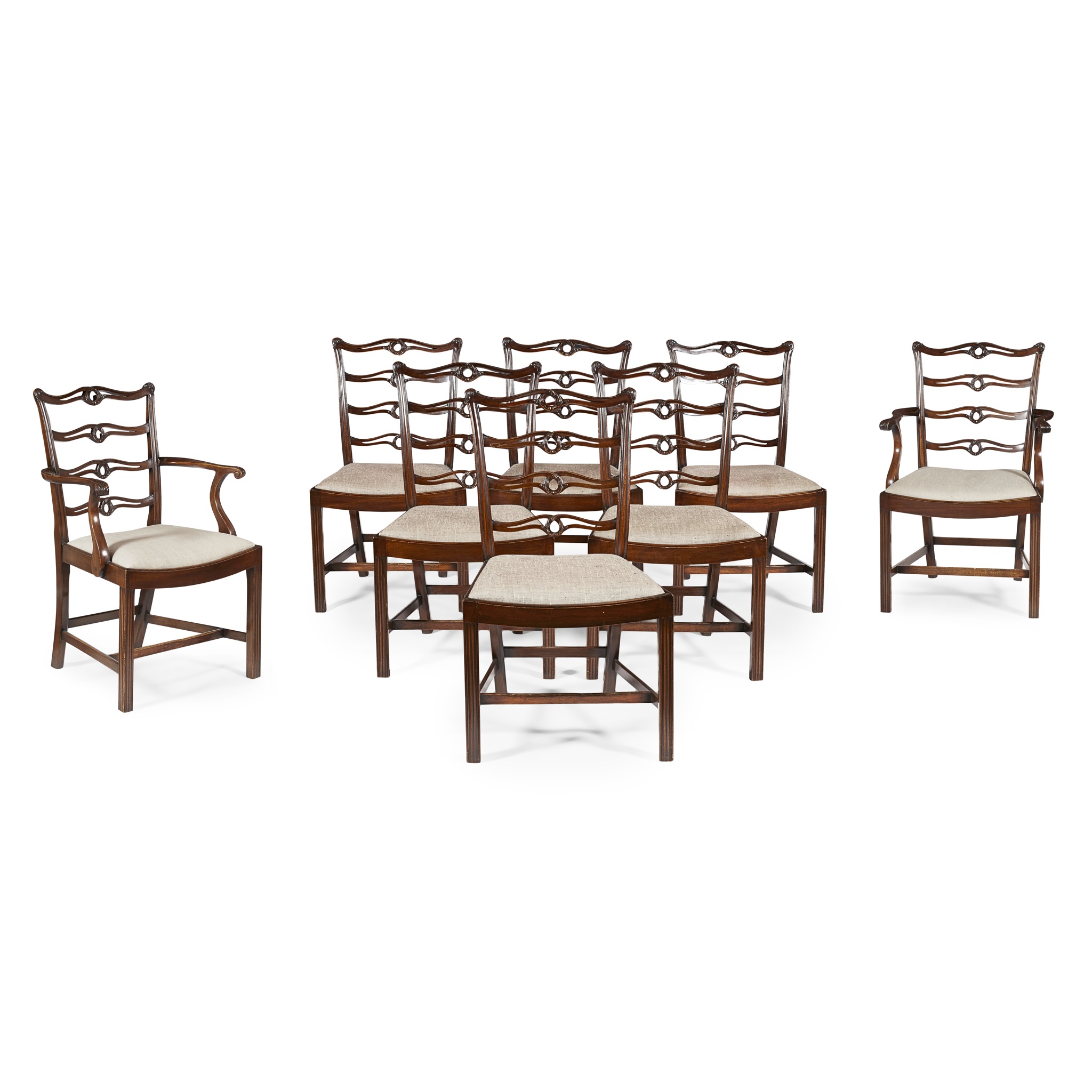SET OF EIGHT GEORGE III STYLE MAHOGANY DINING CHAIRS