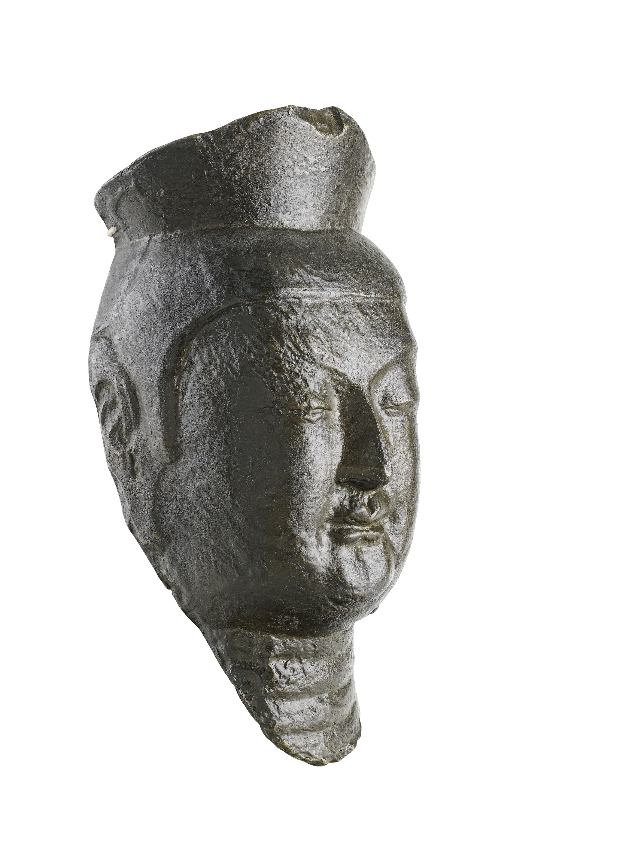 A Korean bronze head of Maitreya In the 6th/7th century style