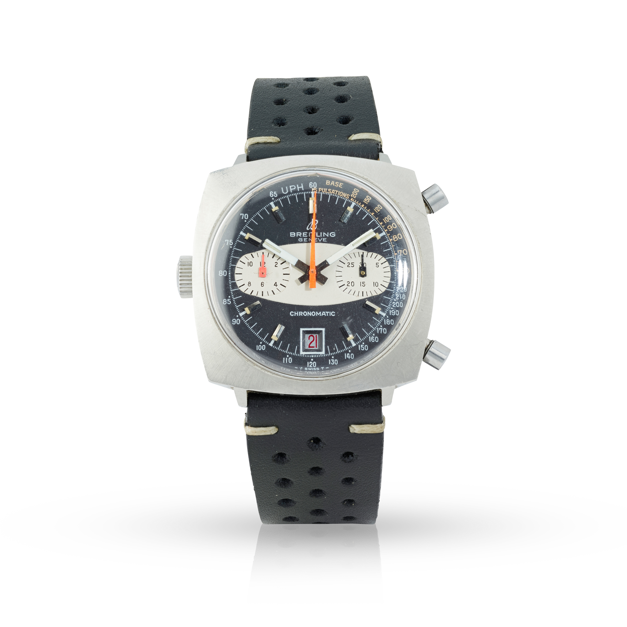 Breitling. An unusual stainless steel self-winding chronograph wristwatch