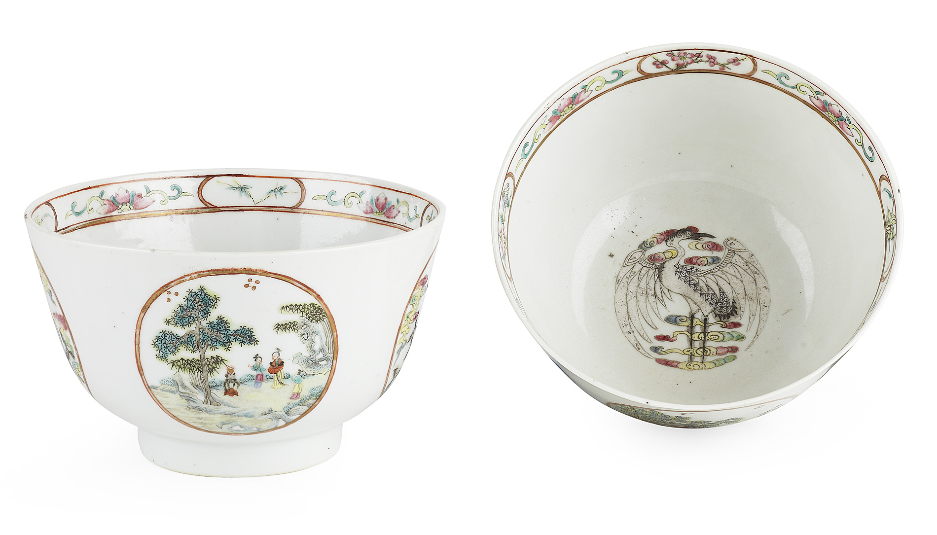 PAIR OF CHINESE FAMILLE ROSE BOWLS