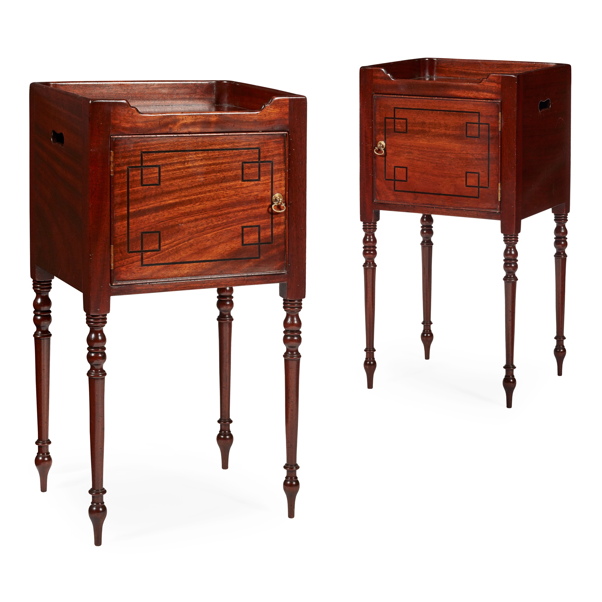 PAIR OF GEORGIAN STYLE MAHOGANY BEDSIDE TABLES