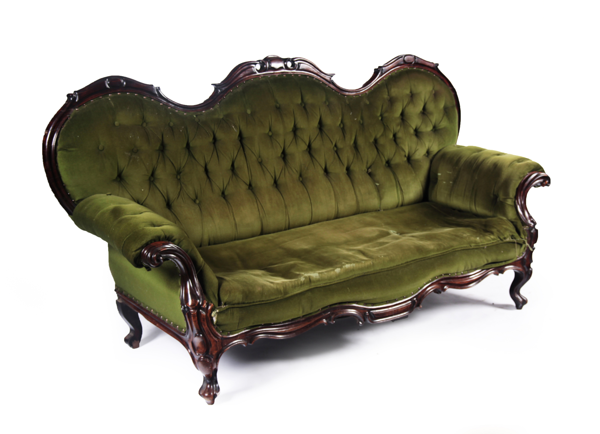 ROCOCCO ROSEWOOD BUTTON BACK COUCH