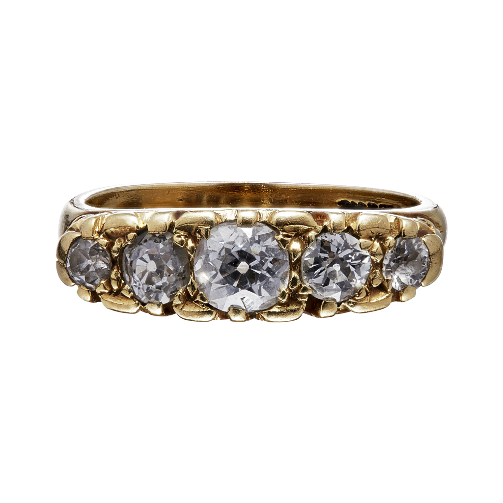 An 18ct gold five stone diamond ring