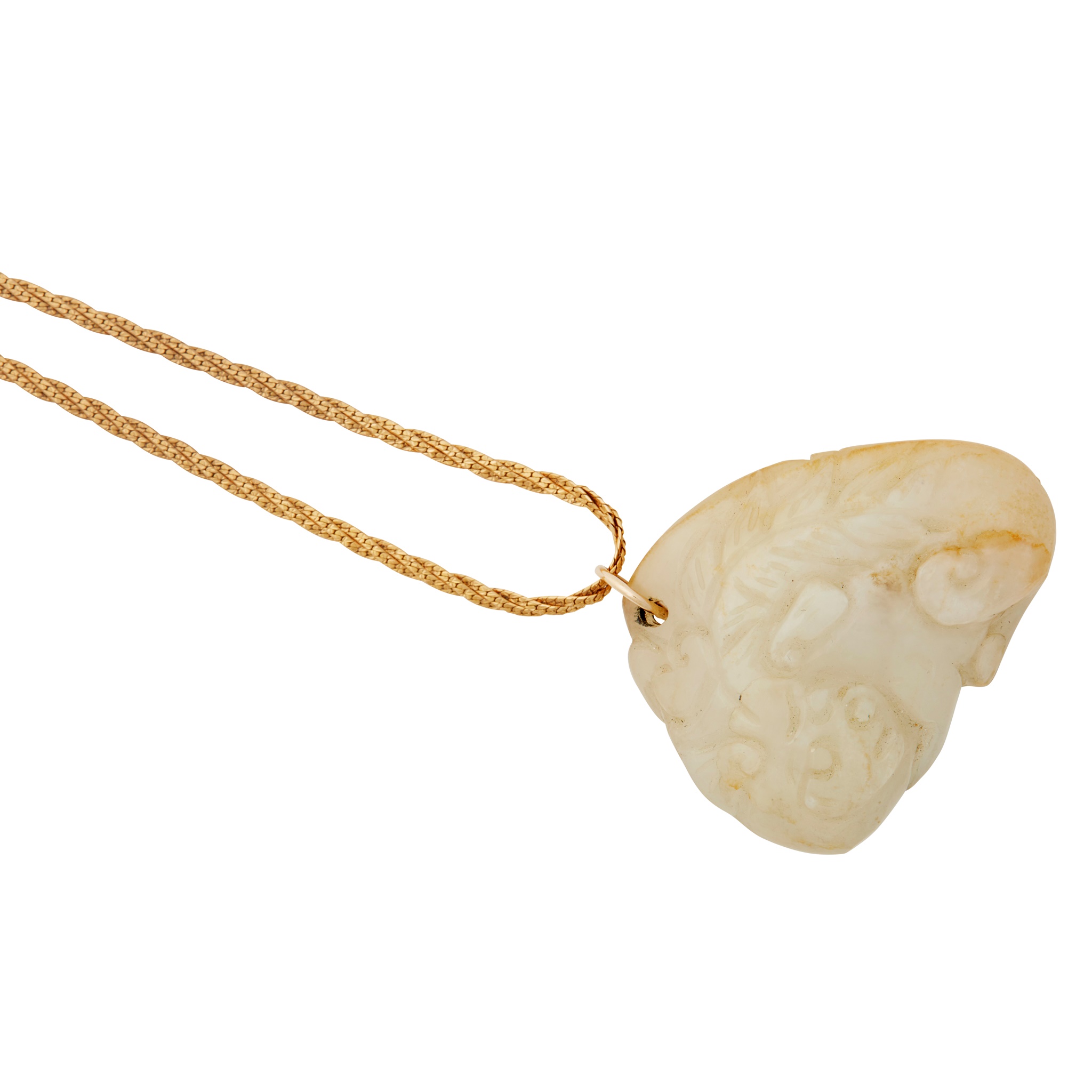 A mutton fat jade pendant necklace