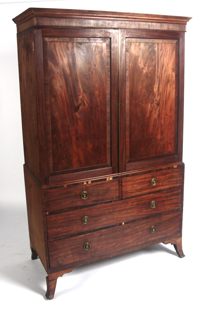 A Regency mahogany linen press