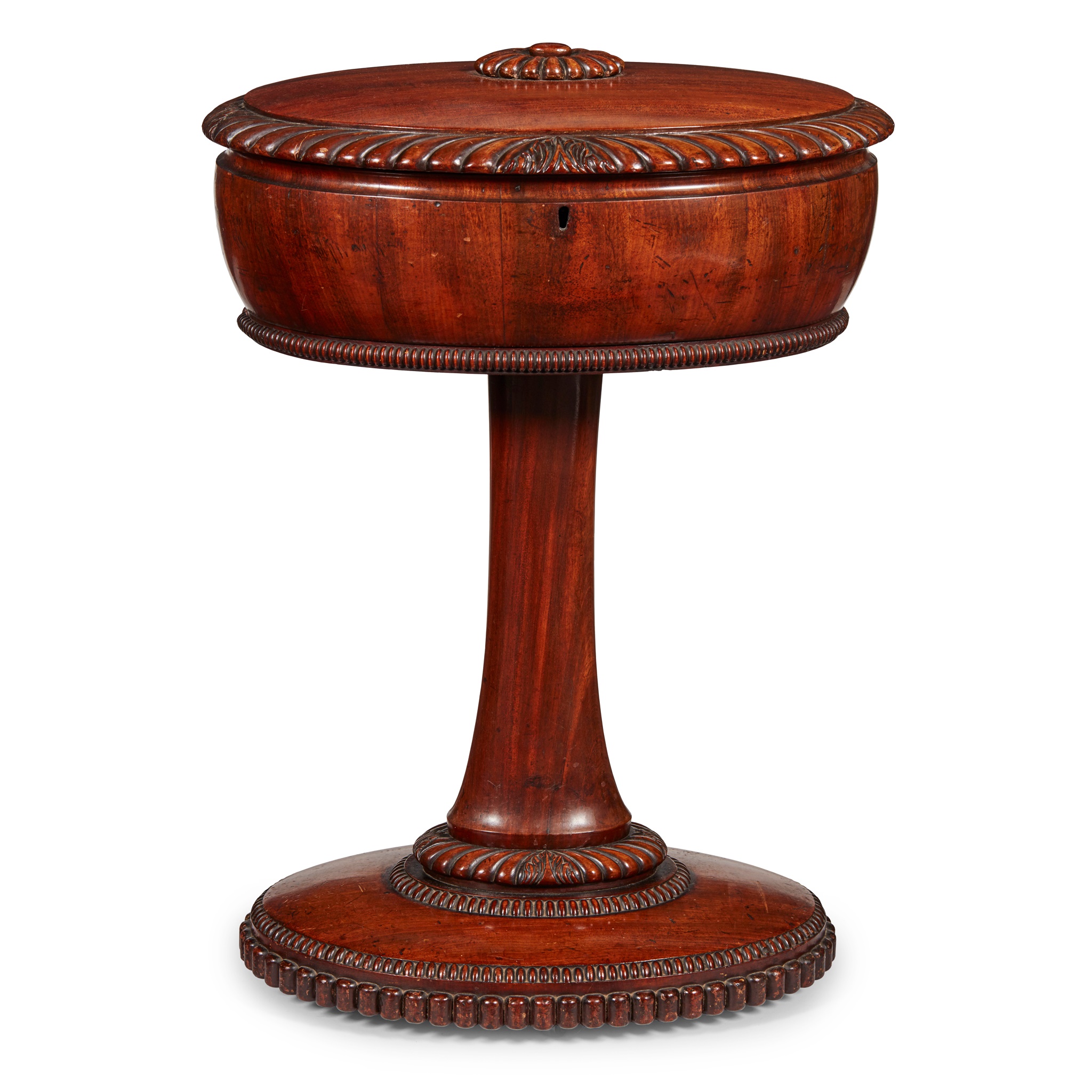 SCOTTISH REGENCY MAHOGANY TEA POY, IN THE MANNER OF JAMES MEIN OF KELSO