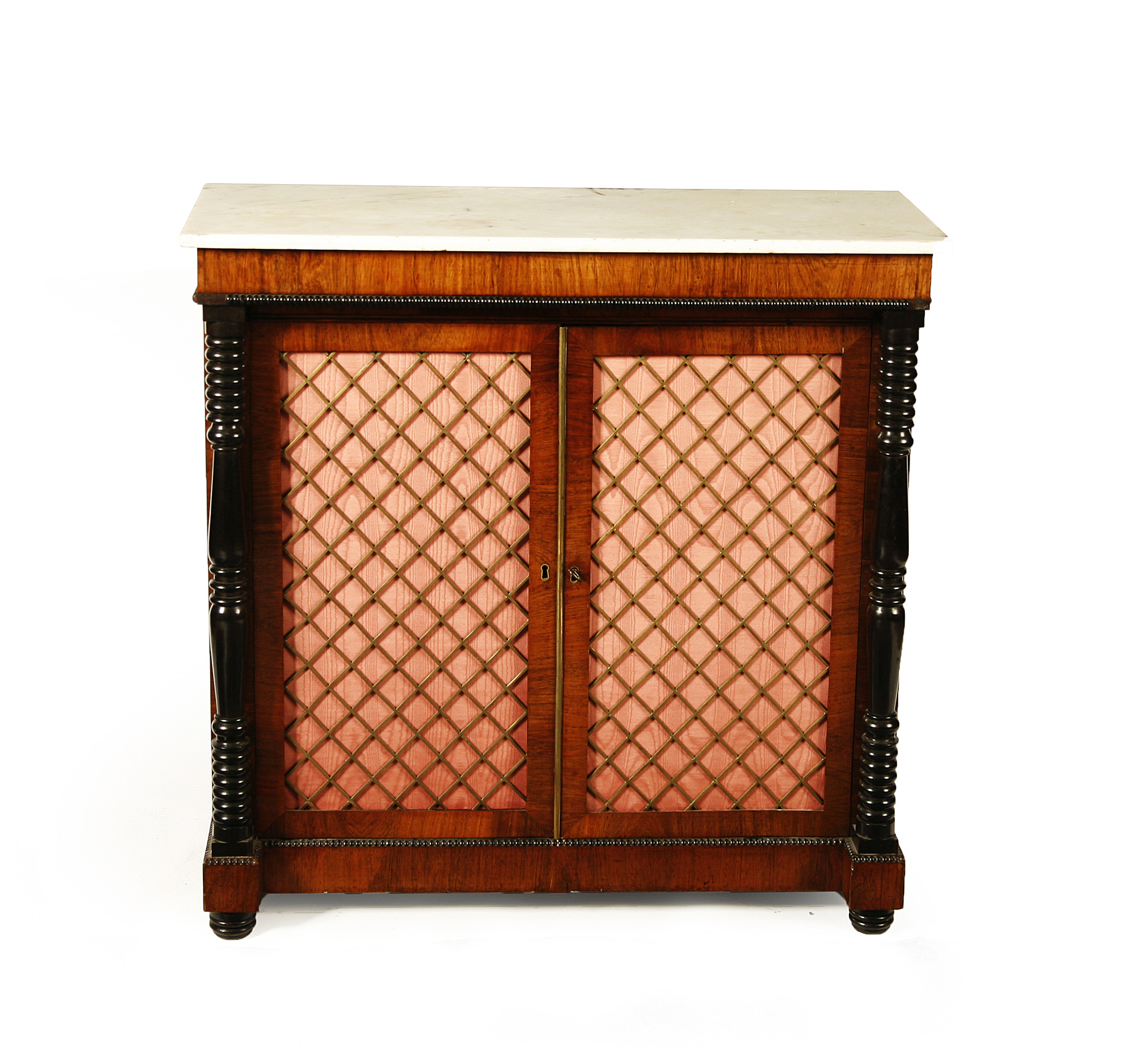 ROSEWOOD MARBLE TOPPED SIDE CABINET