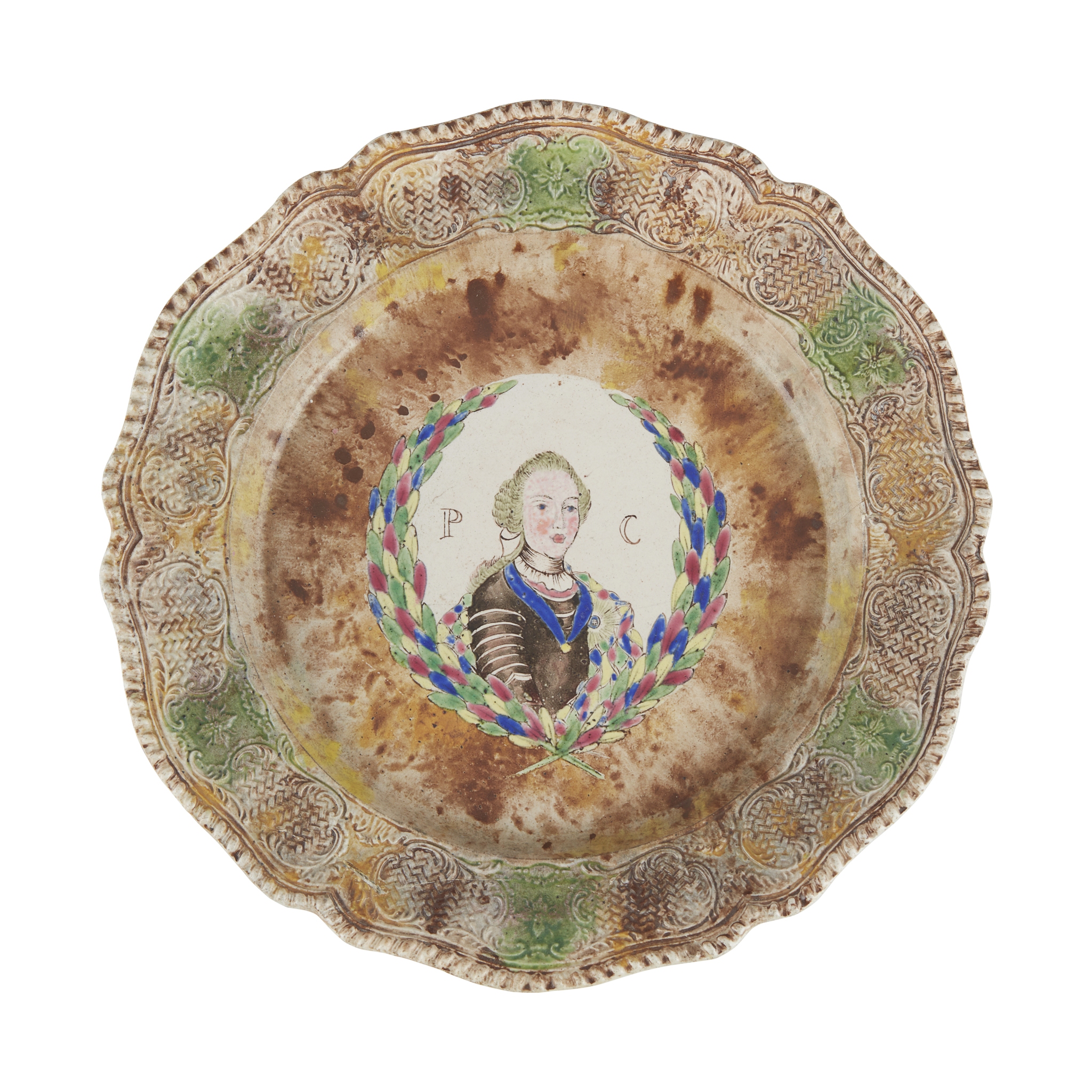 STAFFORDSHIRE SALTGLAZE JACOBITE COMMEMORATIVE PLATE