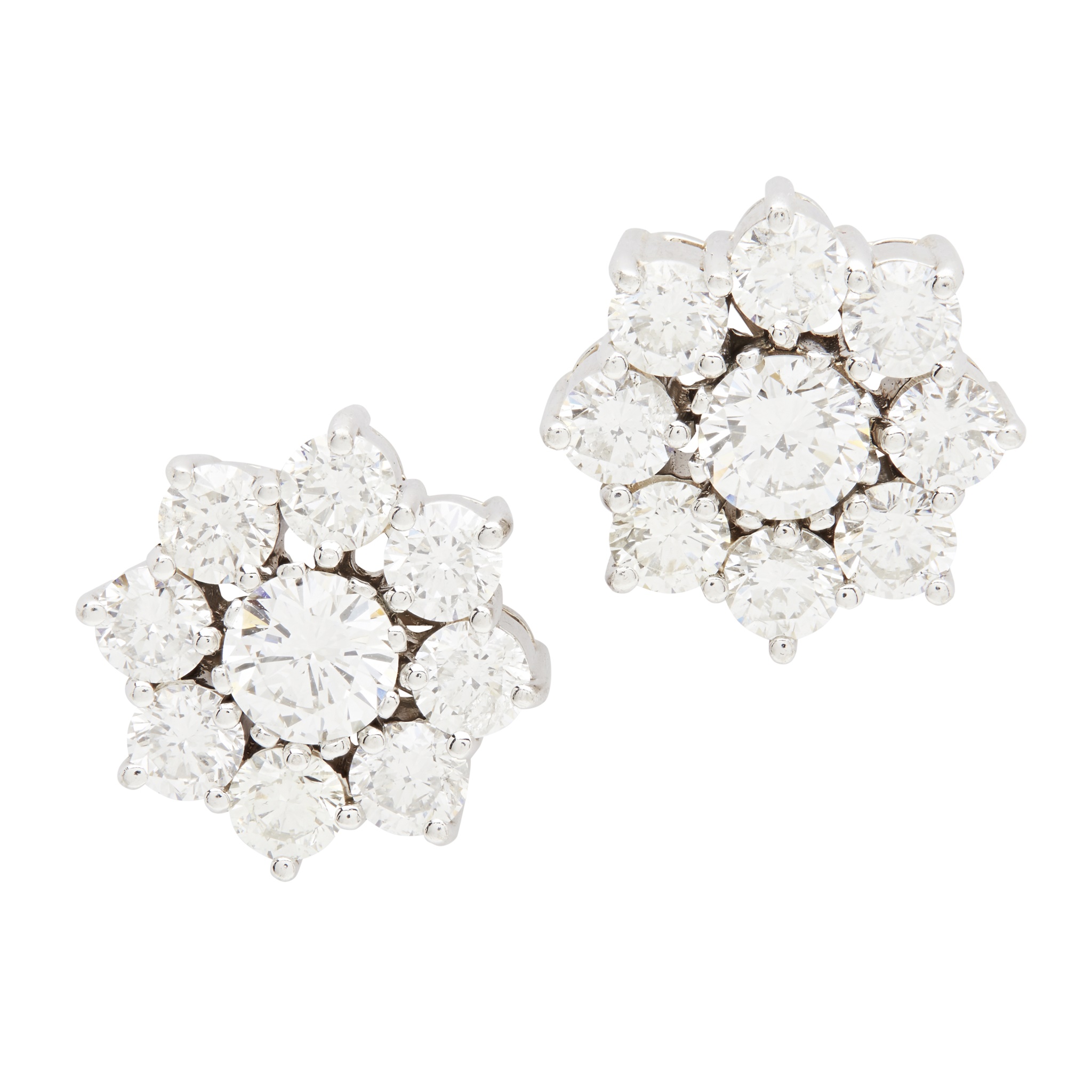 A pair of diamond cluster earrings