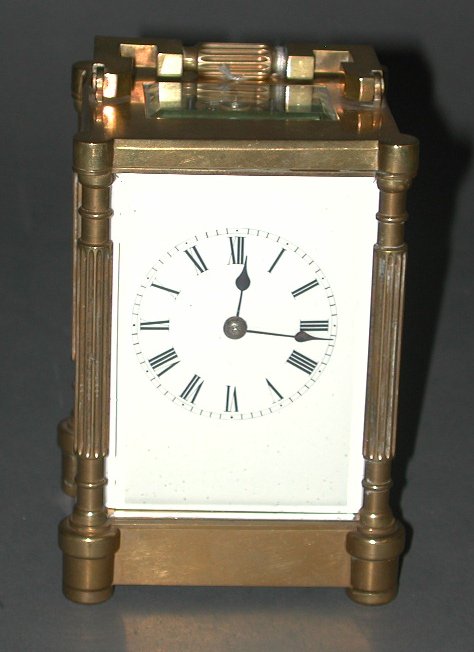 A brass carriage clock