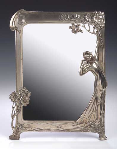 A Jugendstil WMF electroplated 'Echo' strut mirror,