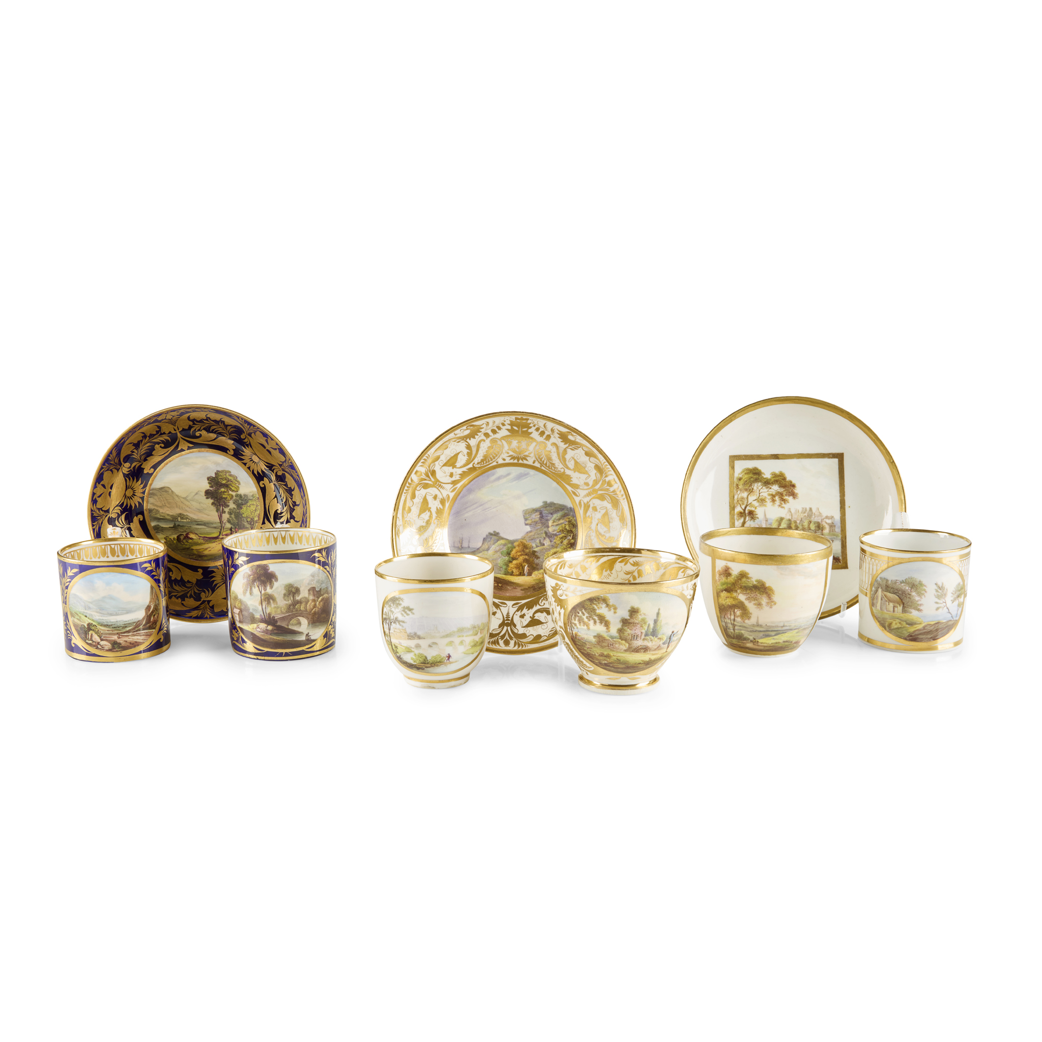 COLLECTION OF DERBY PORCELAIN NAMED VIEW TEAWARE