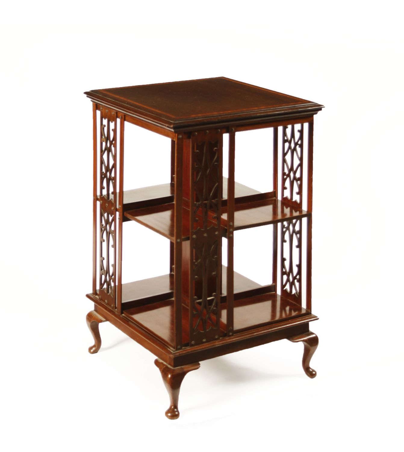 EDWARDIAN MAHOGANY AND INLAY REVOLVING BOOKCASE