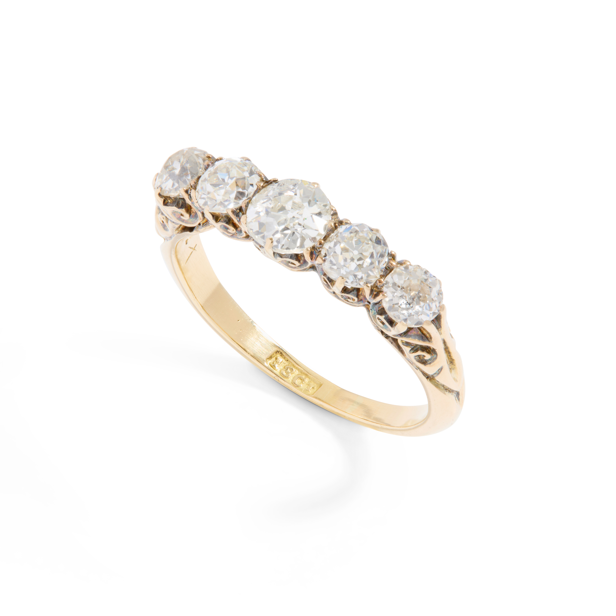 A diamond five-stone ring