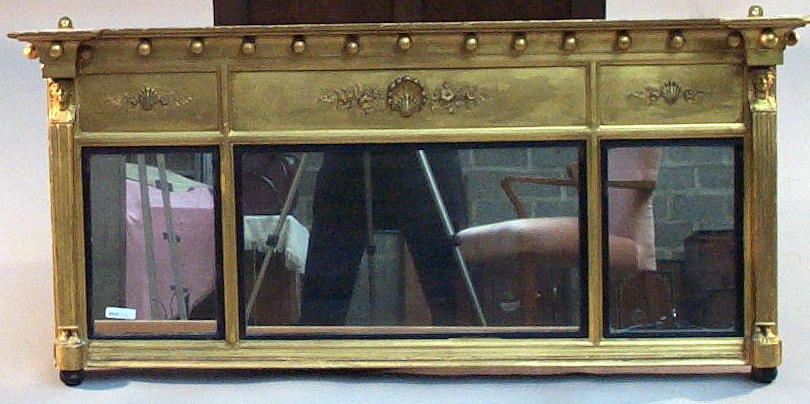 A Regency rectangular gilt framed overmantel mirror