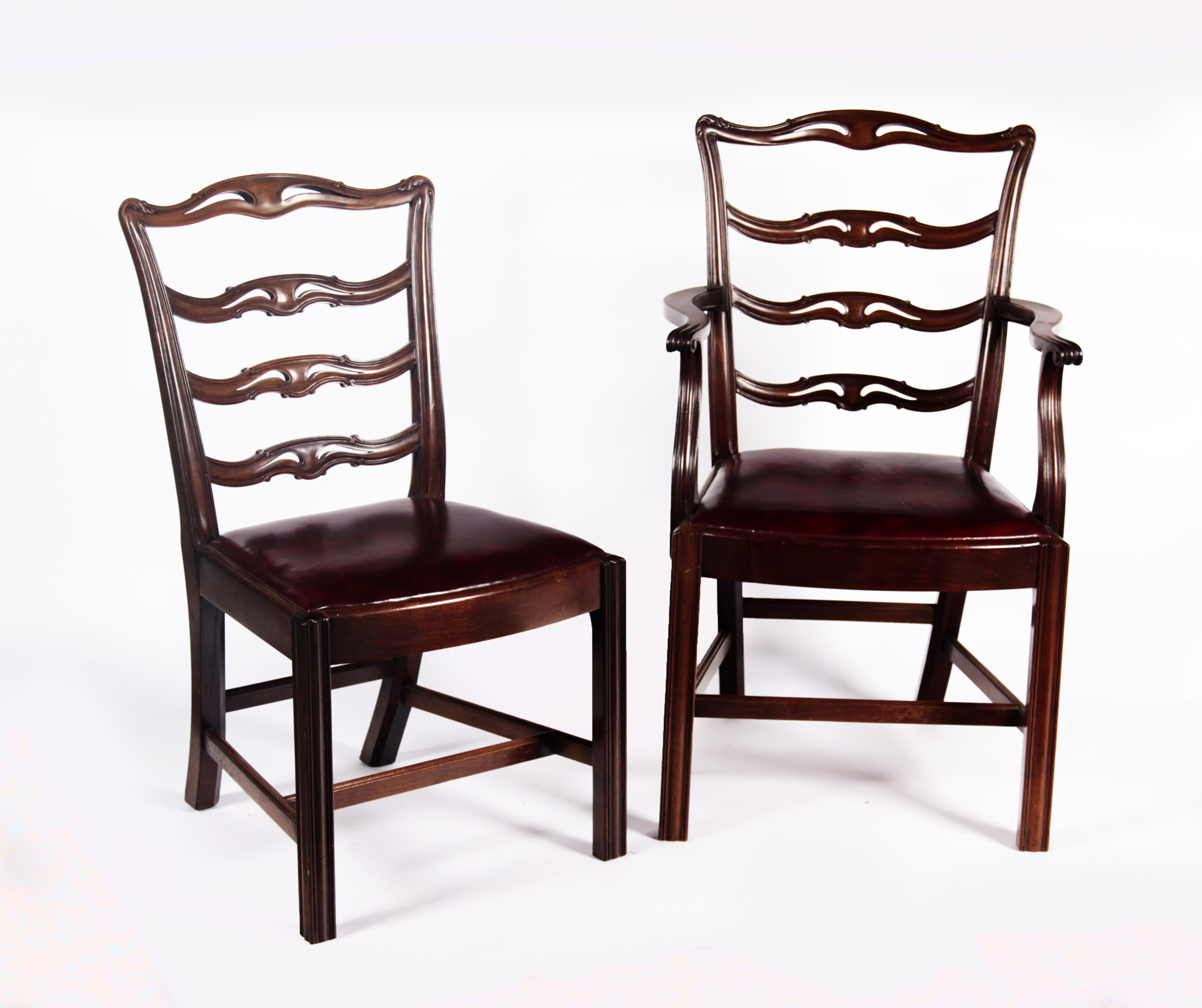 SET OF EIGHT MAHOGANY LADDERBACK DINING CHAIRS
