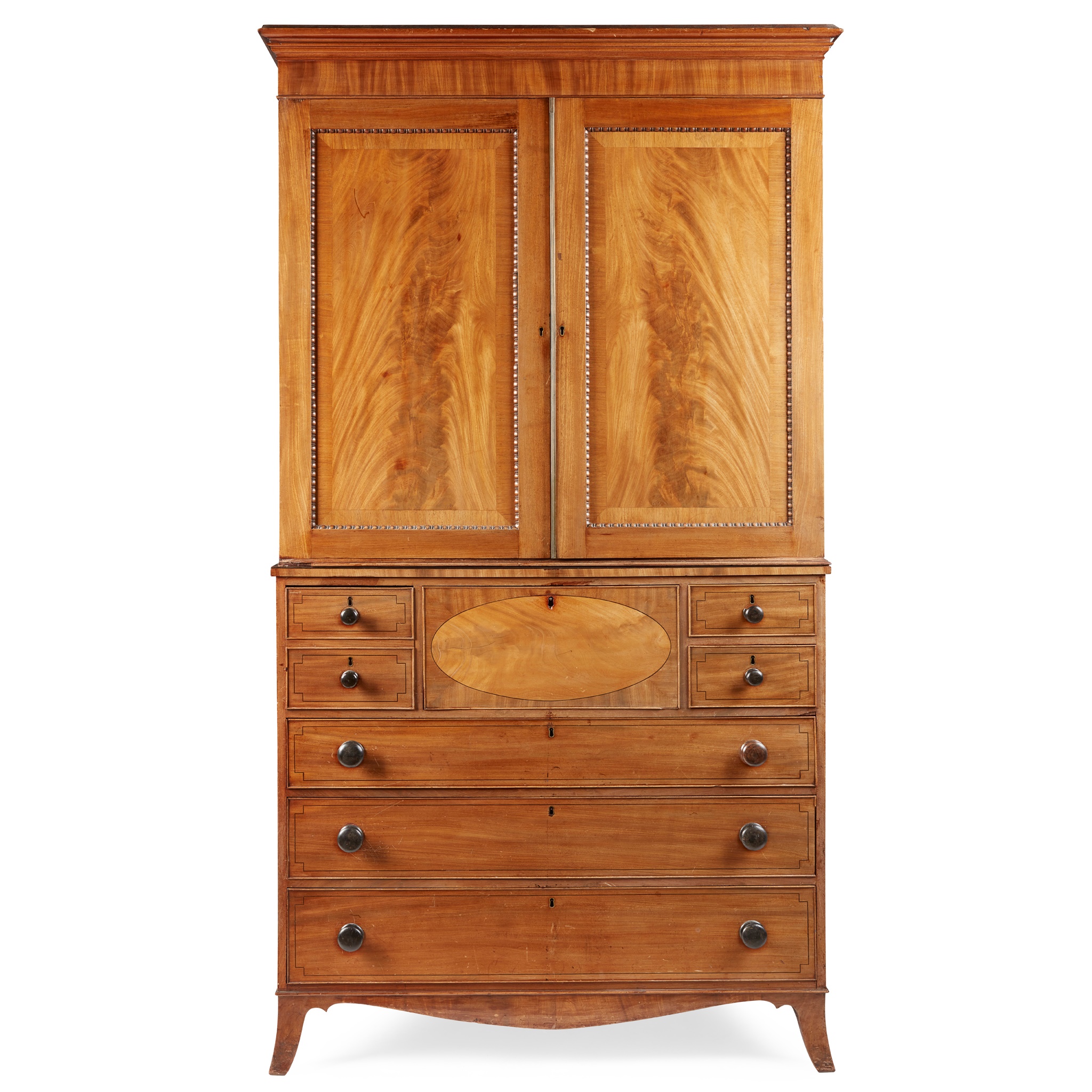 REGENCY MAHOGANY SECRETAIRE PRESS CUPBOARD