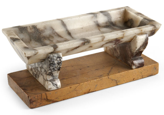 A late 19th century Italian Grand Tour specimen marble pen tray