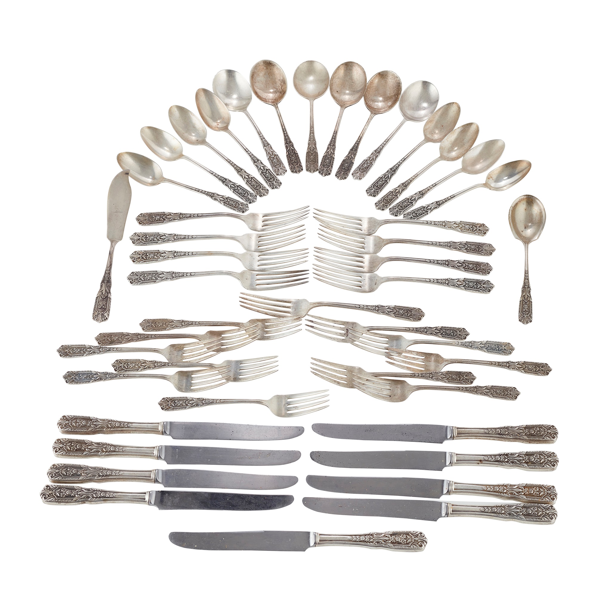 A cased part set of 1940s American flatware