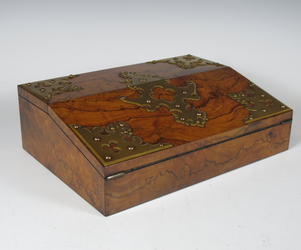 A 19th century walnut lap desk By T. Forgie, 93 Buchanan Street, Glasgow
