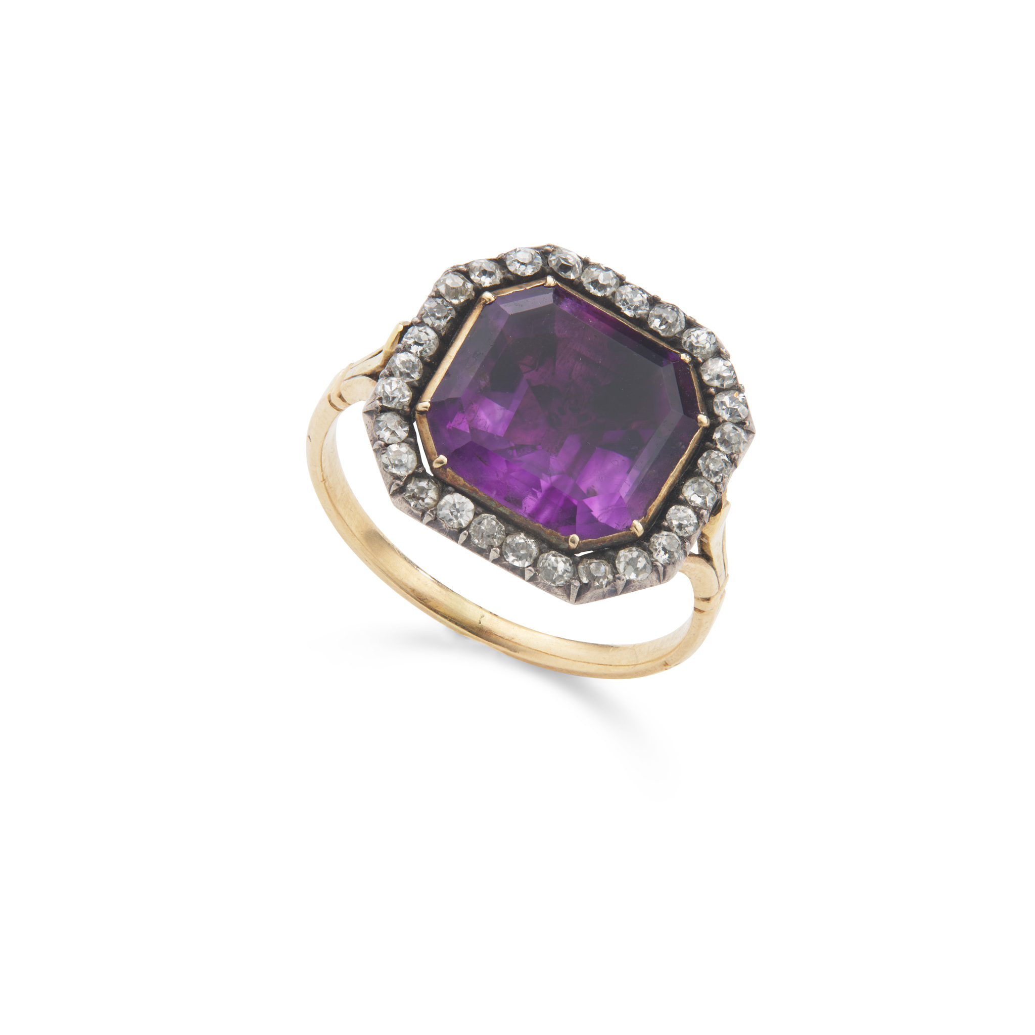 An early 19th century amethyst and diamond cluster ring