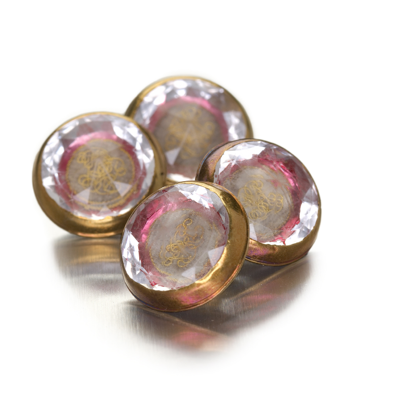 A pair of early gold mounted rock crystal cufflinks