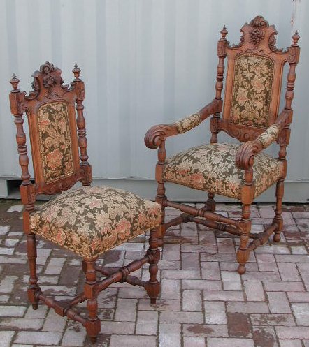 A French 17th century style oak parlour suite