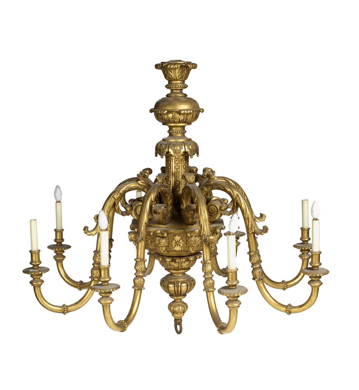 A 19th century carved giltwood electrolier