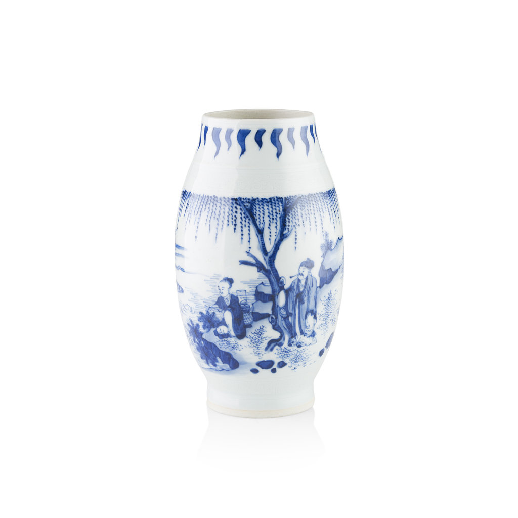 BLUE AND WHITE OVOID JAR