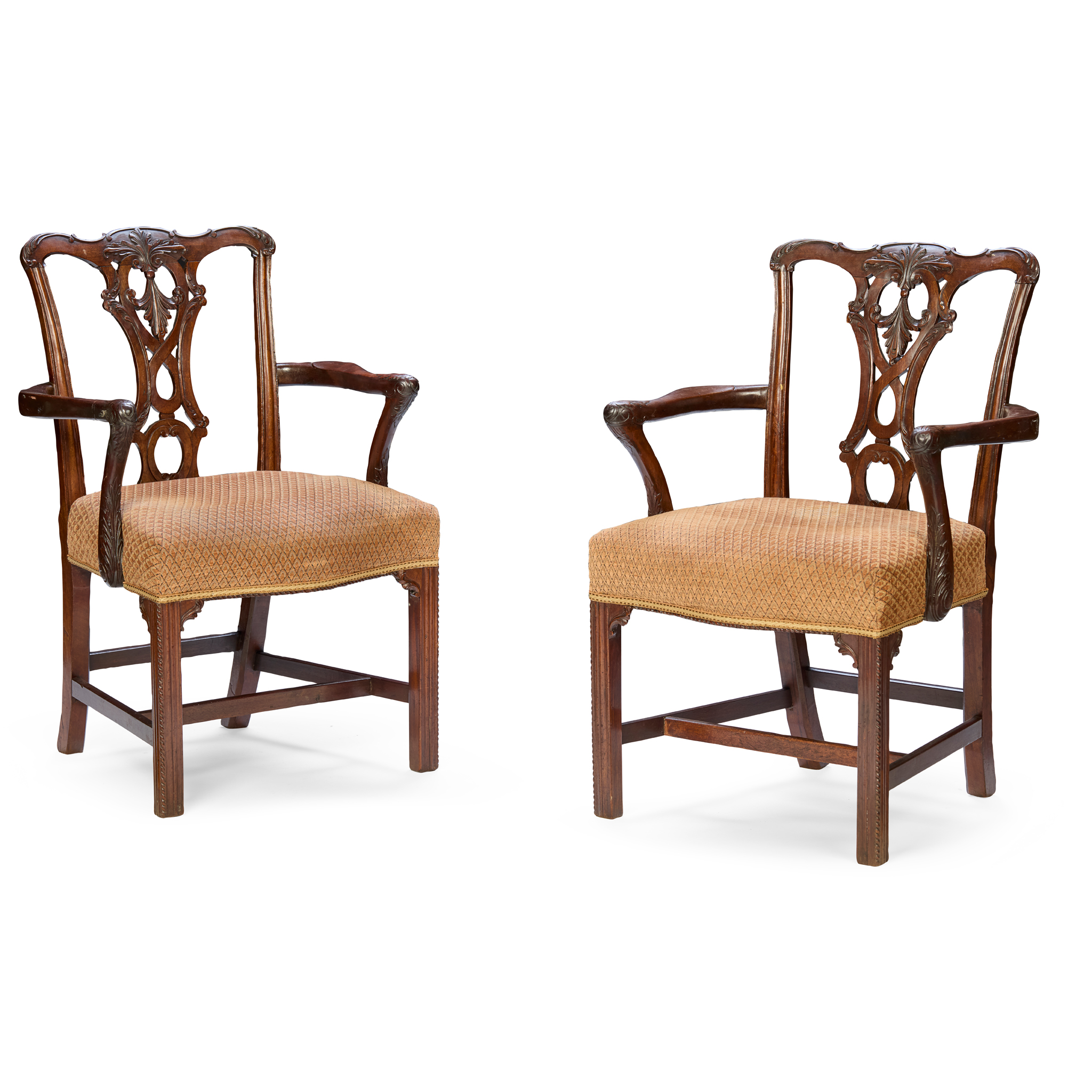 PAIR OF GEORGE III MAHOGANY 'CHIPPENDALE' ARMCHAIRS
